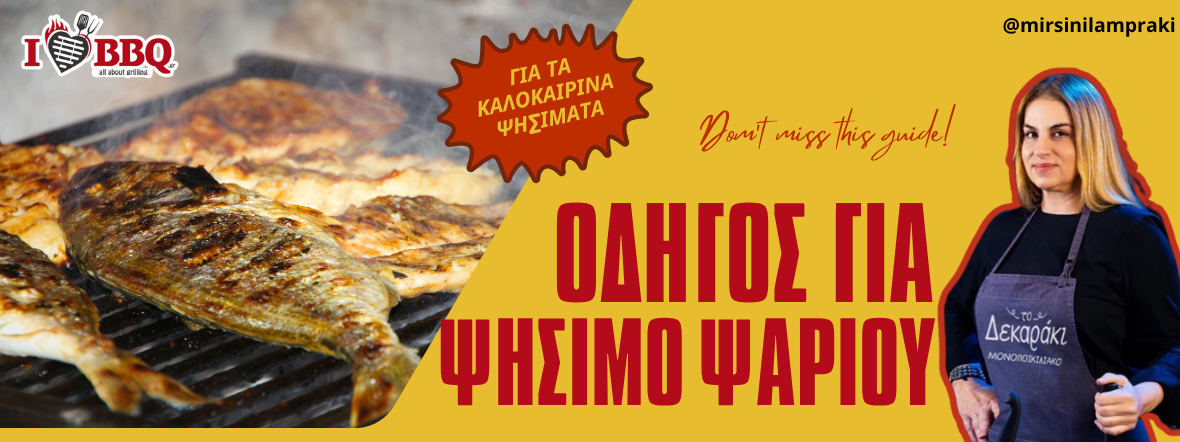 Προβολή ψημένου ψαριού στη σχάρα, με έντονο καψάλισμα και συνοδευτικό τίτλο «ΟΔΗΓΟΣ ΓΙΑ ΨΗΣΙΜΟ ΨΑΡΙΟΥ»